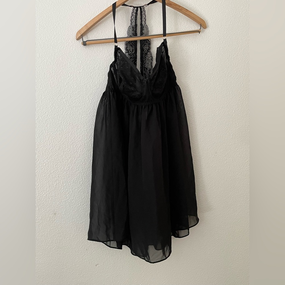 Cacique lingerie black baby doll spaghetti strap